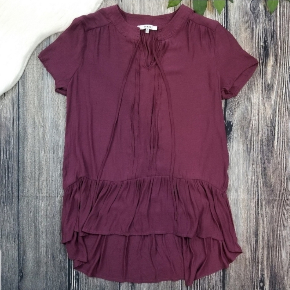 Ro & De Maroon Boho Peasant Blouse